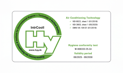 IntrCooll renews VDI 6022 hygiene certification